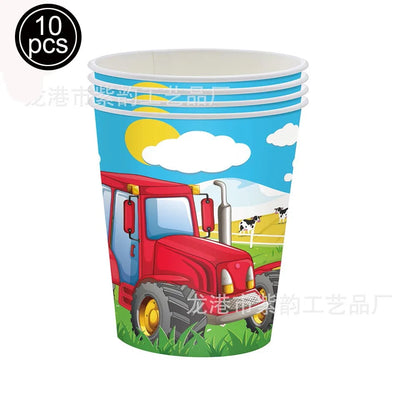 Farm Green Tractor Supplies Tractor Balloons Banner Hanging Swirl Cupcake Toppers Tractor Farm Themed Birthday Party Decorations