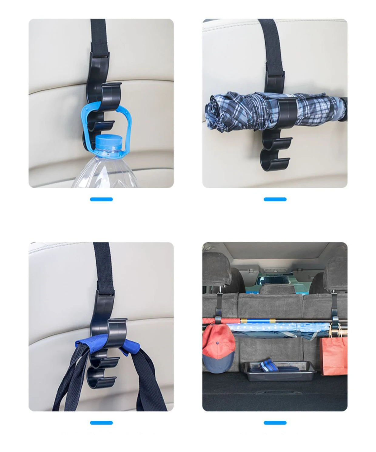 2pcs Car Back Seat Hook Multi-function Rear Seat Headrest Hanging Hook Umbrella Holder Seat Back Storage Interior Organizer