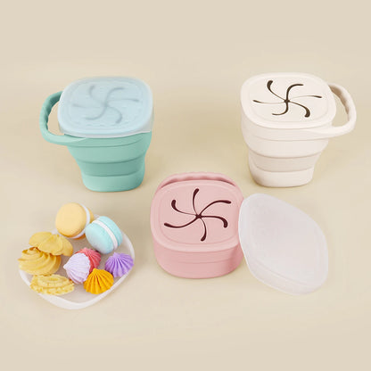 Baby Silicone Snack Cup Baby Portable Baby Snack Box Feeding Trianing Baby Food Storage Soft Silicone Snack Box Boys Girls Gifts