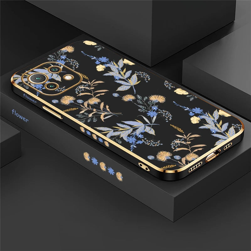 Shockproof Phone Case For Xiaomi Mi 13 13T 14T 14 Pro 12T 11i 2021 11X Pro 12 11 Lite 5G NE Flower Silicone Soft Plating Cover