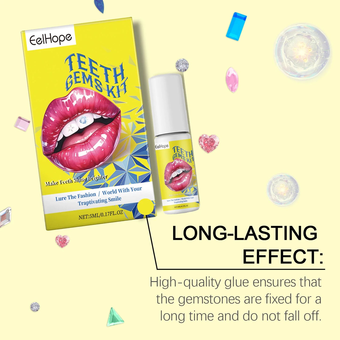 Eelhope Dental Diamond Decoration Set Teeth Fashion Beauty Decoration Diamond Lights up Personality Shining Dental Diamond