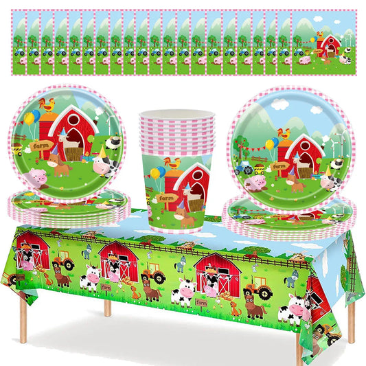 Farm Animals Tableware Barnyard Animals Birthday Dinnerware Disposable Plates Napkins Tablecloth Farm House Theme Party Decor