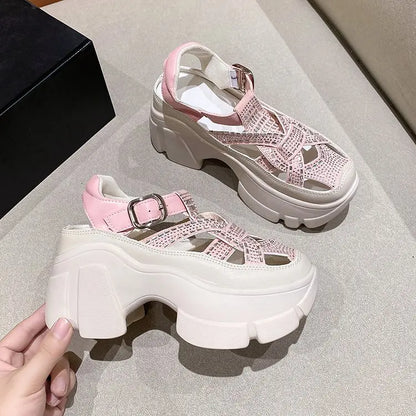 Fashion Brand High Heels Shoes Beach Slippers Chunky Sandals Designer Women Platform Shoes 2025 Summer New Pumps Women Sandals