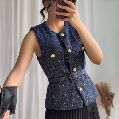 2025 New Women's Clothing European and American Style Fashion Design Sense Small Fragrant Style Decoration Texture Vest
