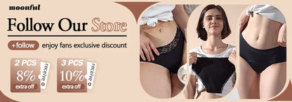 Menstrual Panties Woman Flow Abundant Period Underwear Leak Proof 4 Layer Menstrual Briefs Absorbent Panties for Menstruation