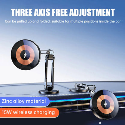 Magnetic Car Wireless Charger Stand Magnet Car Phone Mount 15W Fast Charging Phone Holder Bracket for Macsfae iPhone 15 14 13 12