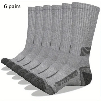 6 Pairs of MEN'S Sports Socks, Sweat Absorbing, Comfortable and Breathable, Suitable for Basketball Training and Outdoor Running