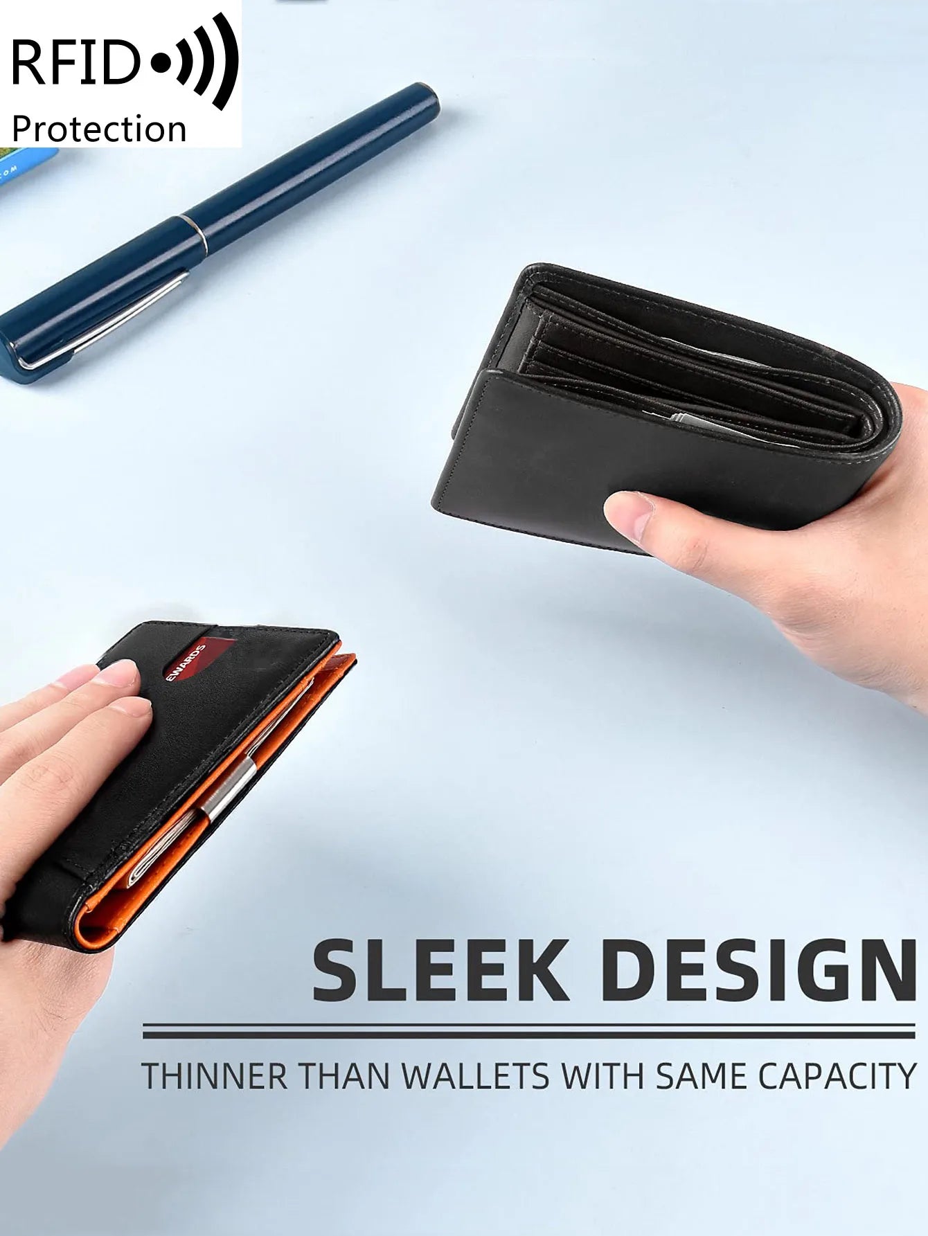 RFID Blocking Carbon Fiber Wallet- Ultra-Slim Bi-Fold Credit Card Holder with ID Window, Portable Front Pocket Money Clip