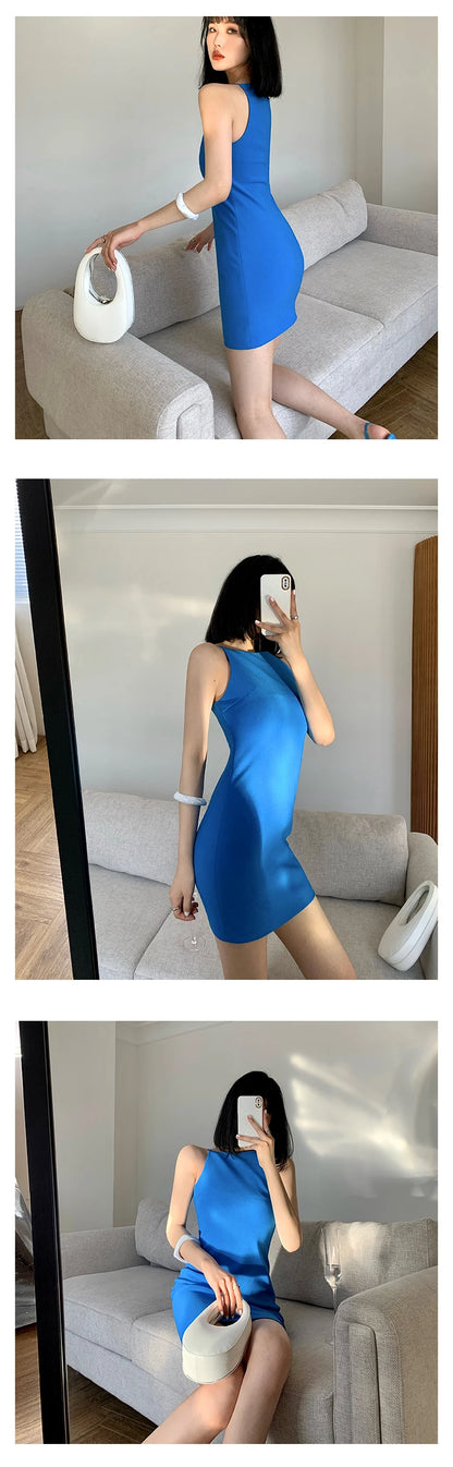 Jielur Summer Women New Spaghetti Strap Elegant Party Mini Dress Female Fashion Sexy Ladies Sleeveless Clothes
