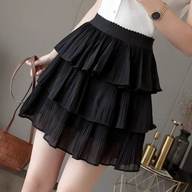 Skirts for Women Pleat Chiffon Womens Skirt Dots Clothing Mini Pleated Ruffle Short White Modest Aesthetic Harajuku A Line Cheap