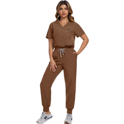 Surgical Scrubs Unisex - Quick-Dry Dental Clinic & ER Workwear Split Set W/Short Sleeve & Anti-Microbial 6 Pockets