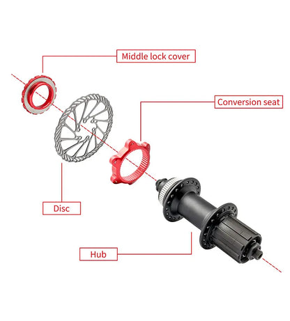 MUQZI Center-Lock Hubs To 6-Bolt Disc Brake Rotor Adapter Hubs Centerlock Converting Mount Adapter