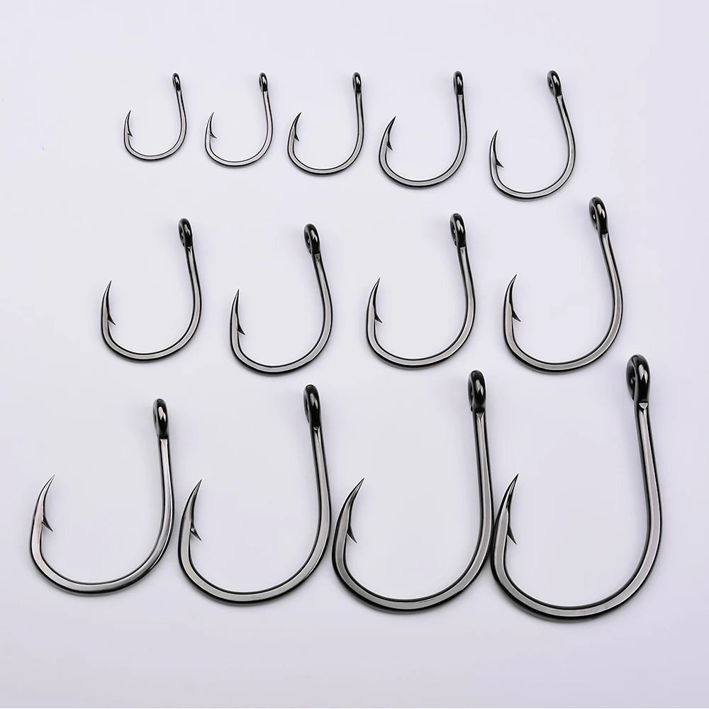 PROBEROS 10Pcs/lot Thick High Carbon Steel Fishhook Lron Hook With Barb Hook for Haihu River Fishing Gear Accessories Wholesale