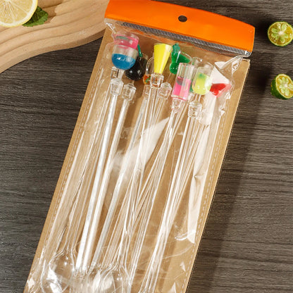5Pcs/10Pcs Swizzle Sticks Acrylic Cocktail Stirrers 9 Inch Clear Shafts Drink Stirrer for Bars Cafes Party Restaurants Home Use