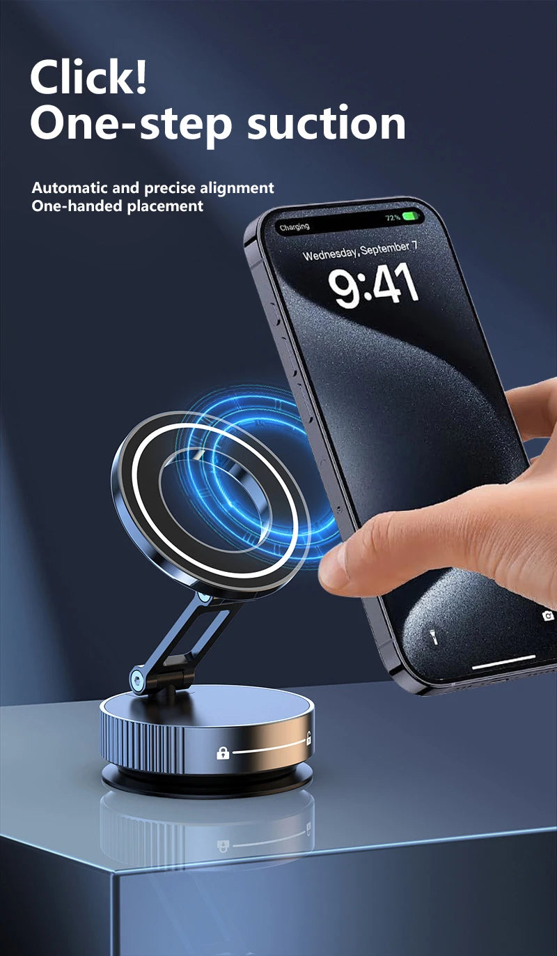 Xiaomi Car Mount Vacuum Magnetic Holder Foldable Strong Suction Stand For Cell Phone For iphone 16 15 12 13 14 Live Streaming