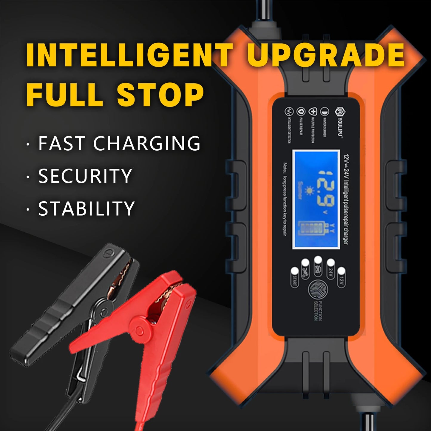 Car Battery Charger 12V 10A 24V 5A Automotive Digital Display Detection Pulse Repair Car Chargers Motorcycle Car Accesorries