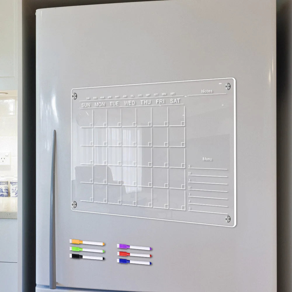 Fridge Magnet Sticker Calendar Weekly Planner Message Boards Reusable Dry Erase Board Schedule Transparent Fridge Message Menu