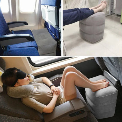 Inflatable Travel Pillow Foot Rest Kids Car Airplane Sleeping Bed Leg Support Height Adjustable Footrest Pillow for Long Trips