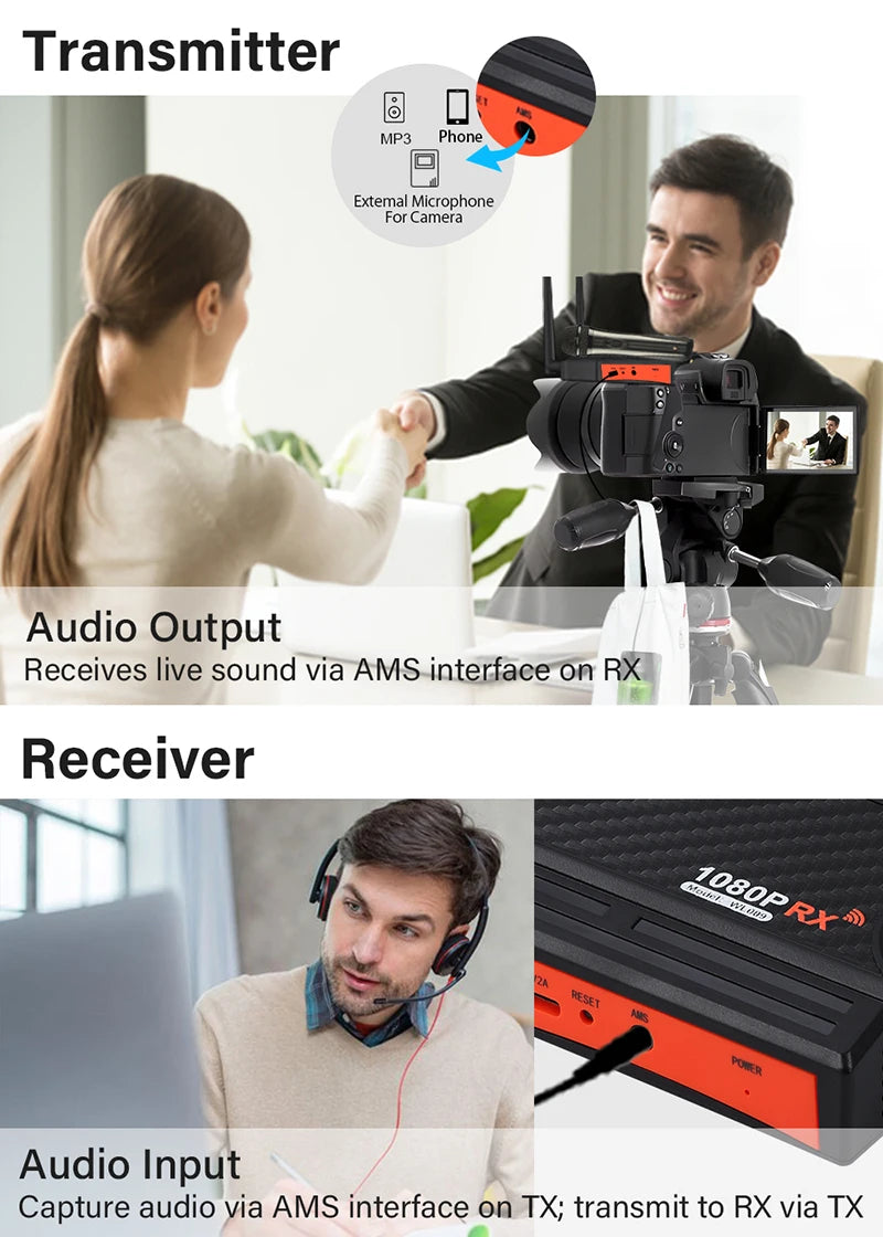 200m HDMI Extender Wireless Transmission Transmitter Receiver Live Streaming Share for Camera Video Camcorder PC To TV Monitor