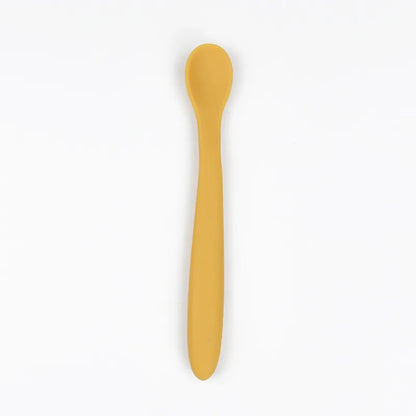1PC Baby Soft Silicone Spoon Food-grade Silicone Children's Supplementary Feeding Training Spoon Long-handle Silicone
