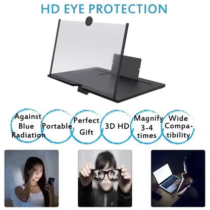 Screen Amplifier 10in 3D HD Phone Screen Magnifier Portable Pull Out Foldable Cell Phone Screen Enlarger for Movie Video Viewing