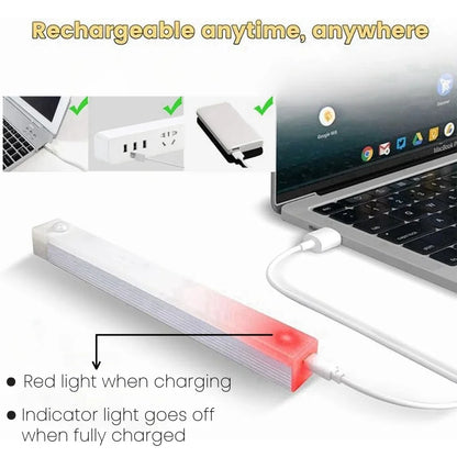 Smart Motion Sensor LED Night Light Rechargeable Human Body Infrared Sensing Cabinet Lamp for Kitchen Hallway Bath Room