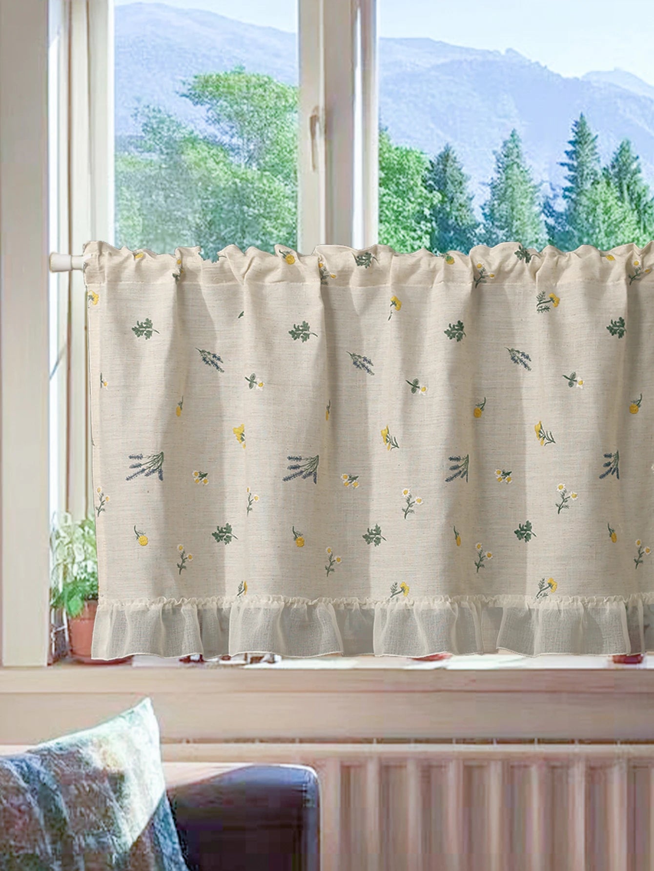 Linen Embroidery Curtain Small Fresh Curtain Rustic Wind Drift Window Curtain Ambience Sense Short Curtain