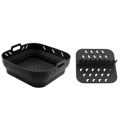 Air Fryer Accessories Silicone Air Fryer Liners with Stainless Steel Grill and Steaming Rack & Skewers Set