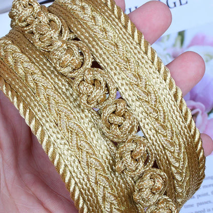 1 Yards Floral Embroidered Lace Ribbon DIY Apparel Sewing Fabric Gold Handmade Crafts Materials