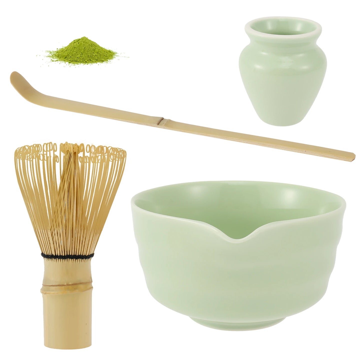 4Pcs Matcha Whisk Set Elegant Matcha Tea Set Reusable Matcha Making Kit with Ceramic Matcha Bowl Matcha Whisk Holder
