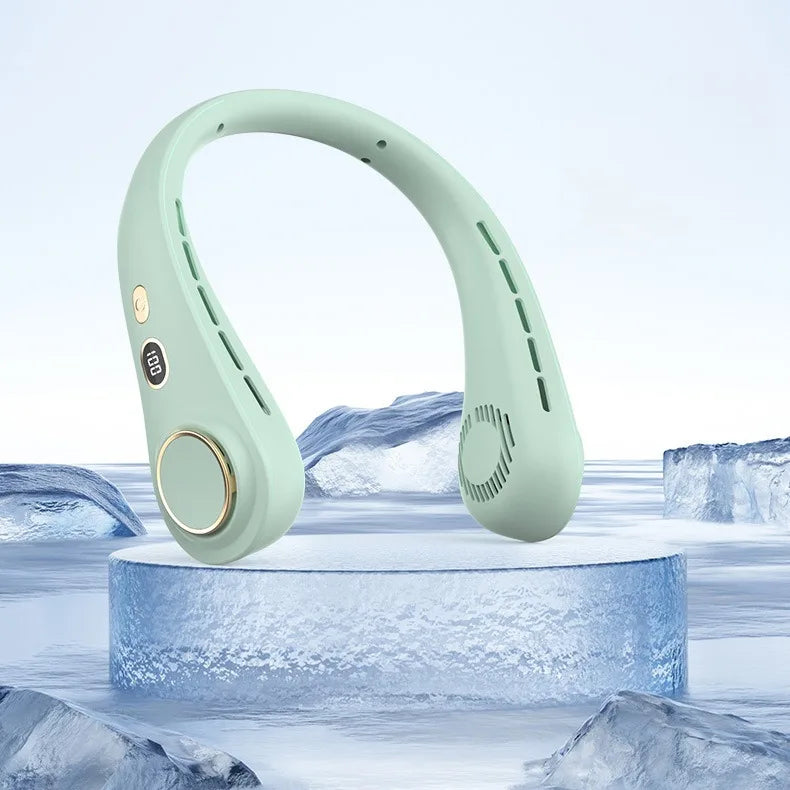 2025 Mini Hanging Neck Fan Portable Bladeless Neck Fan Air Cooler Digital Display Rechargeable Air Conditioner Neck Ventilator