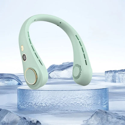 2025 Mini Hanging Neck Fan Portable Bladeless Neck Fan Air Cooler Digital Display Rechargeable Air Conditioner Neck Ventilator