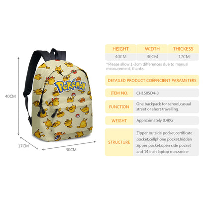 Pokemon Pikachu School Bags Backpacks Anime Kids Bags Kawaii Big Capacity Travel Bag Teenagers Schoolbag Girls Boys Rucksacks