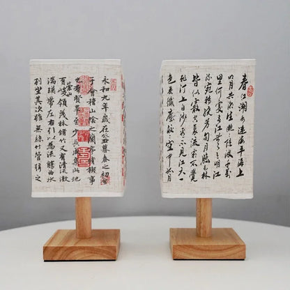 LED  Decoration Table Lamps Simple Chinese Style Dimmable Plug Night Light Fabric Lampshade Square Bedroom Bedside Desk Lights