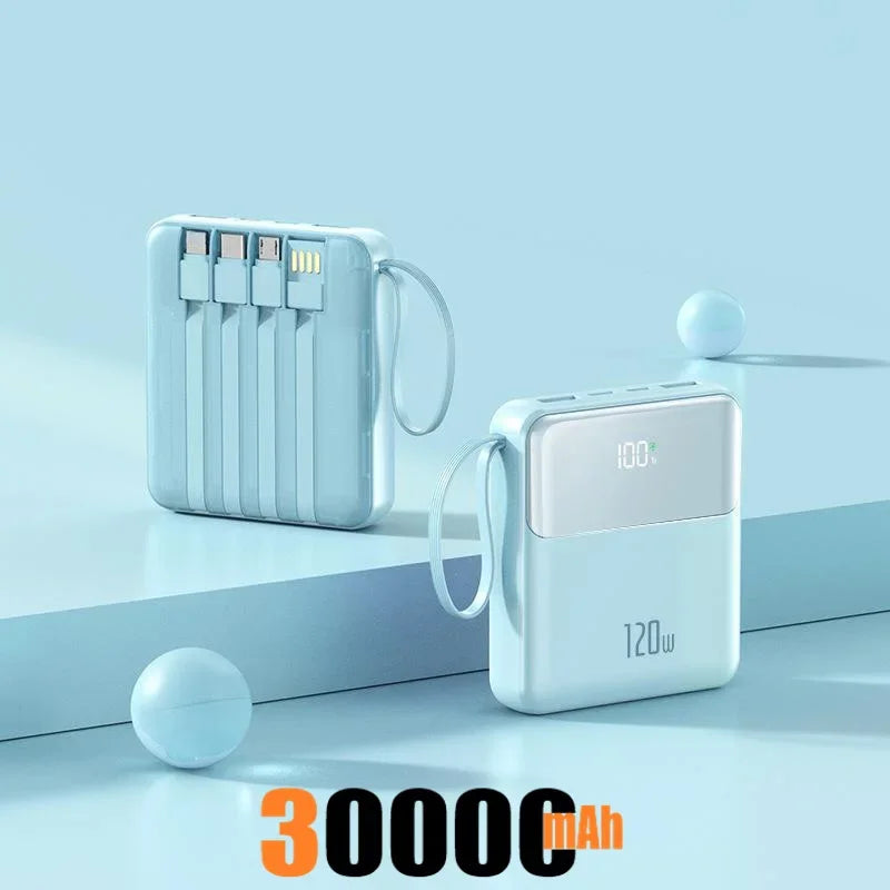 Portable Power Bank 50000mAh 120W Super Fast Charging Mobile External Battery With Four Cable Charger Suitable For iPhone Xiaomi