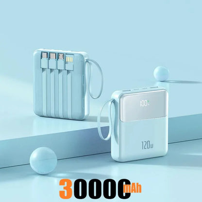 Portable Power Bank 50000mAh 120W Super Fast Charging Mobile External Battery With Four Cable Charger Suitable For iPhone Xiaomi