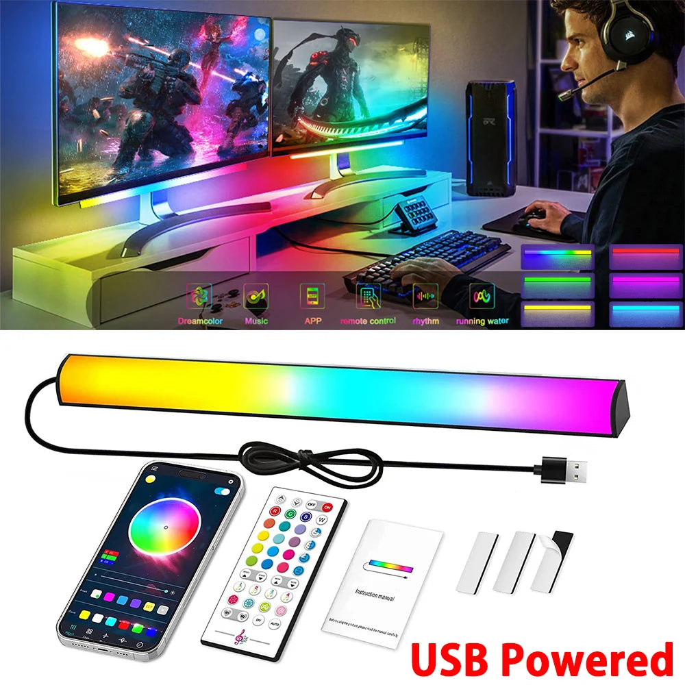 Smart RGB LED Under Monitor Light Bar Bluetooth APP Remote Control Computer Lamps Music Sync Timer Screen Hanging Desk Light
