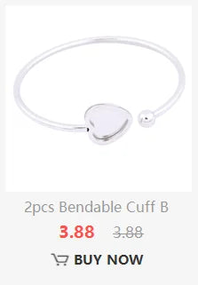 3pcs Stainless Steel Cuff Bracelet Base Blanks Fit 12mm Heart Cabochon Bangle Bezel Setting Trays Diy Jewelry Findings