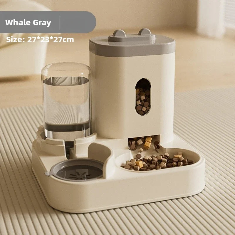 Automatic Cat Dog Feeder with Water Fountain Large Capacity Elevated Bowl Anti-Tip Design for Pets Drinker Accessories