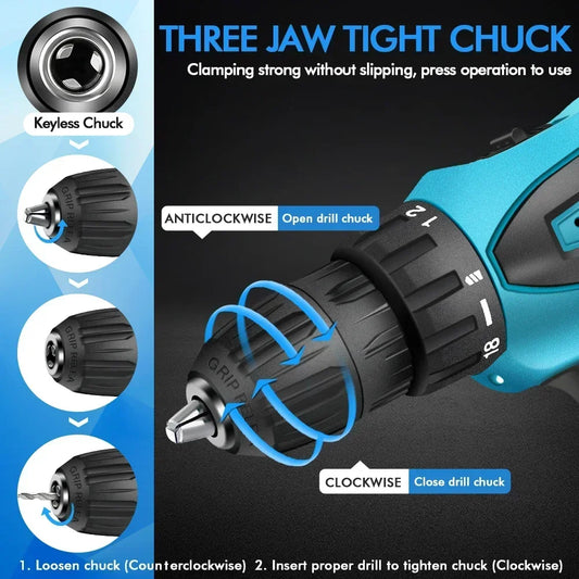 Rechargeable Lithium Battery Electric Hand Drill Electric Screwdriver Cordless Power Drills Home DIY Electric Drill