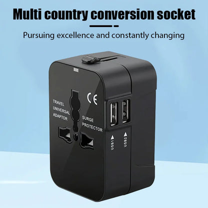 Universal Travel Adapter EU UK US AU AC Power Charger Adapter Outlet Converter Socket Plug Adaptor Connector with Dual USB Port