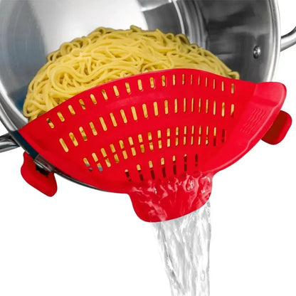 Strainer, Silicone Pot Strainer, Adjustable Silicone Clip On Strainer For Pots Pans And Bowls, Kitchen Pot Strainer