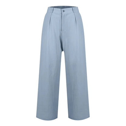 Womens Casual Wide Leg Pants High Waisted Button Down Straight Long Trousers Palazzo Pants Elegant Woman Flared Pants Youthful