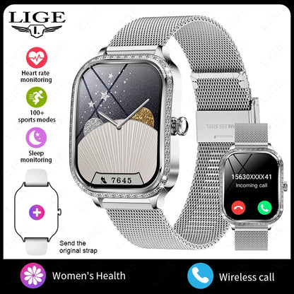 LIGE Fashion Ladies Smartwatch Women's Health Bluetooth Call Waterproof Watches Health Sports Best Friend's Smartwatch Adult