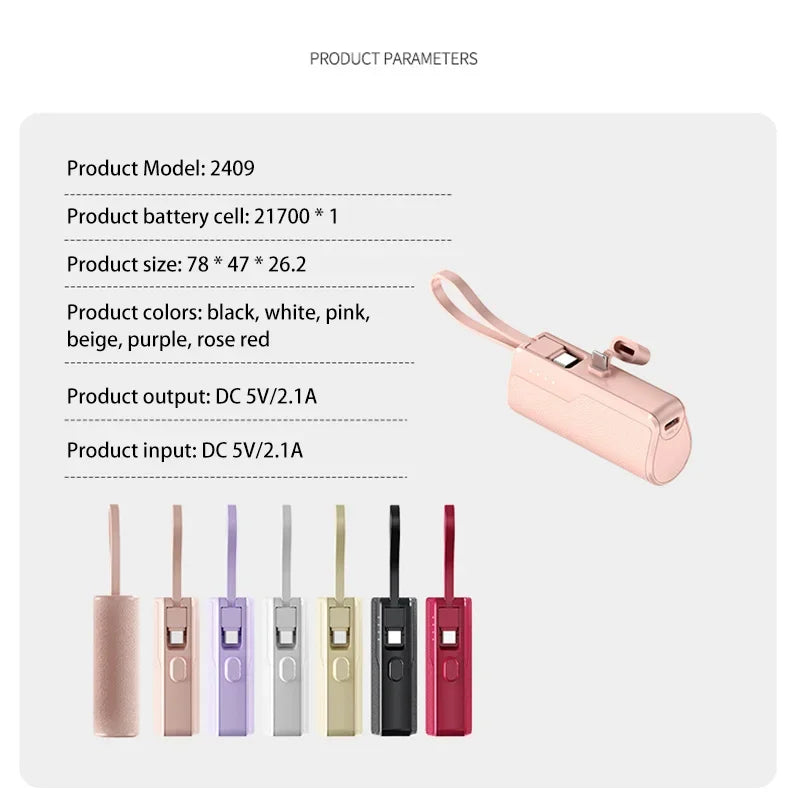 Xiaomi Power Bank 50000mAh Pocket Power Bank Portable Capsule Power Bank Fast Charging External Battery for iPhone Samsung