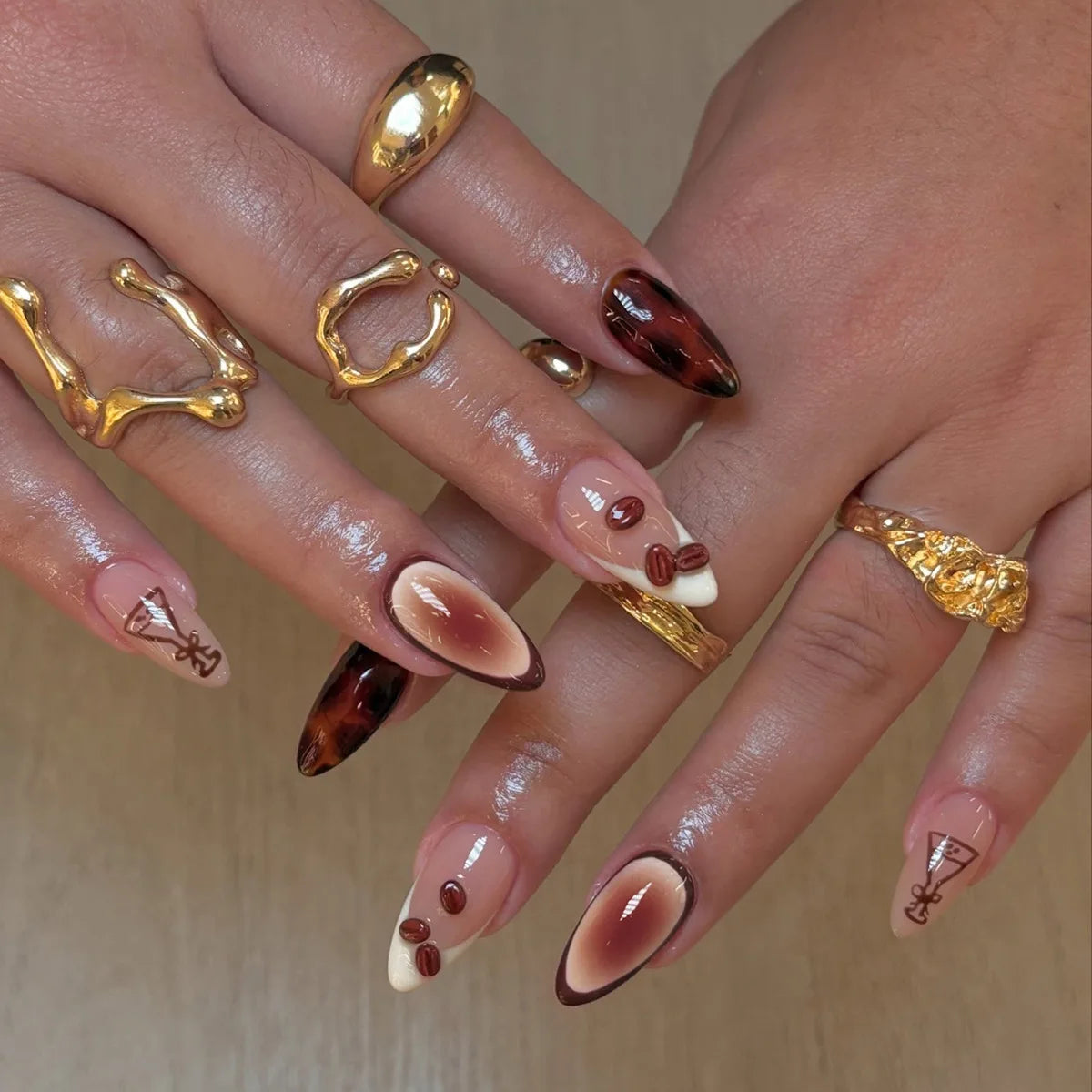 24Pcs False Nails Spicy Girl Silver Bow with Diamond Fake Nails with Glue Almond Press on Nails Black Cool Y2k Almond Nail Set