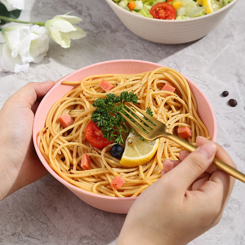 Reusable Cereal Bowls Environmental Wheat Straw Soup Bowls Lightweight Food Grade Plastic Rice Salad Bowl Dinnerware