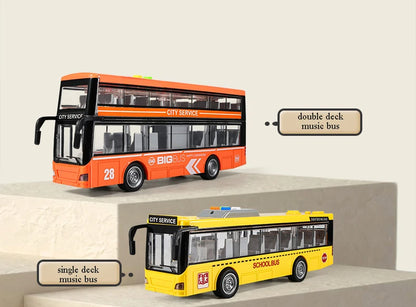 High-quality school bus toy car model large sound and light double-decker bus simulation car toy children's gift