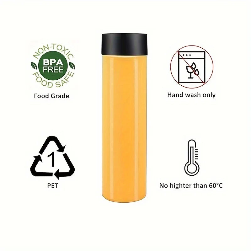 12pcs Portable Plastic Fruit Juice Bottle , Clear Bulk  Container For Indoor/Outdoor, Camping Drink  For Fridge Bar Supplies