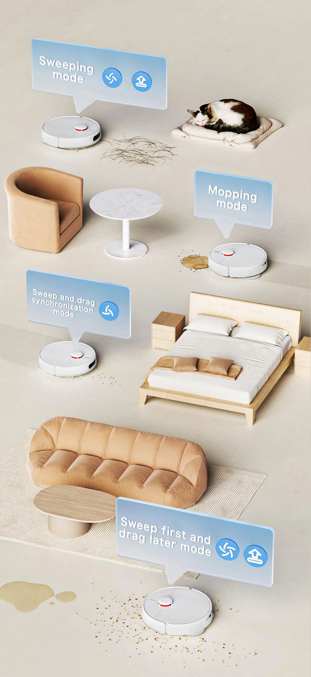 XIAOMI MIJIA Self Robot Vacuum Cleaners Mop 2 Smart Home Sweeping High Speed Rotary Scrubbing 5000PA Cyclone Suction LDS Laser